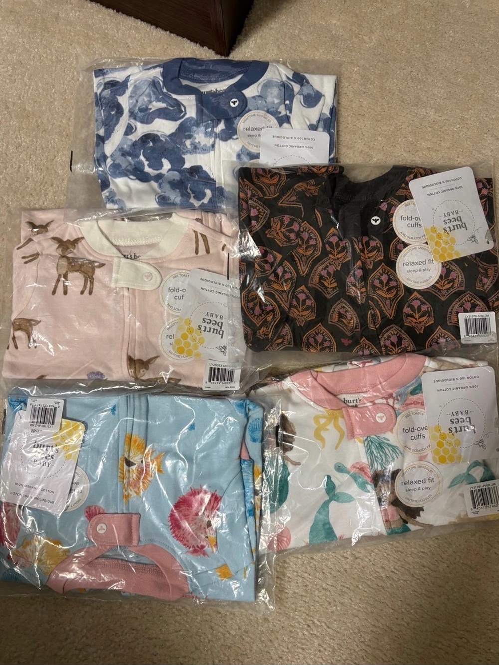 Set of 5 New Burts Bees sleepers